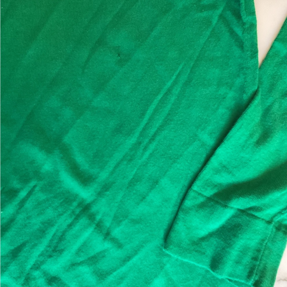 NWT JCrew Teddie Kelly Green Cotton Pullover Sweater L XL Small hole Incl patch - Picture 3 of 14
